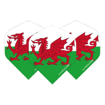 Red Dragon Darts Flights Wales Flag Hardcore Standard 100 Micron Extra Thick 5 Sets 15 Pcs Green/White/Red