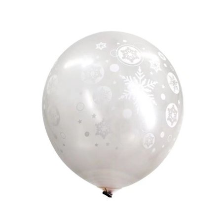 12-tommer sølv snefnug-printede balloner - 100 stk., jule-vintertema festdekorationer