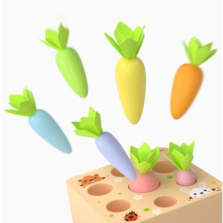 Leker for barn 1 år gammel, fargerike treleker baby leke fra 12