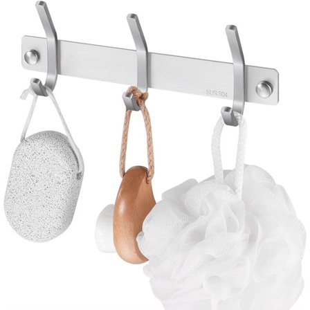 Vægmonteret knagerække 3 kroge knagerække badeværelse håndklædeholder SUS304 rustfrit stål