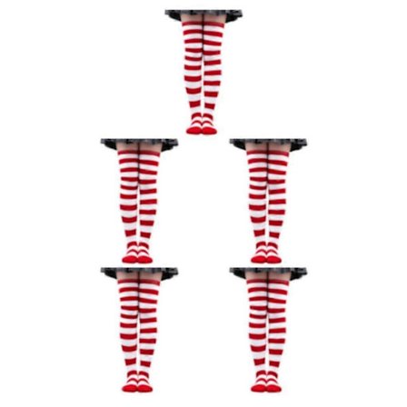 1/2/3/5 Stribede Sokker Komfortable Lårhøje Sokker Til Kostumefest