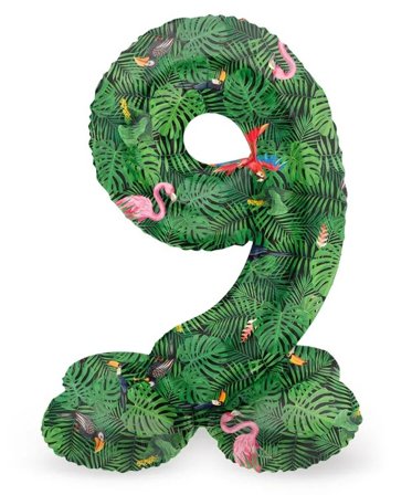 Sifferballong Stående Jungle Vibe 72 cm "0-9" Siffra 9 - Partyninja.se