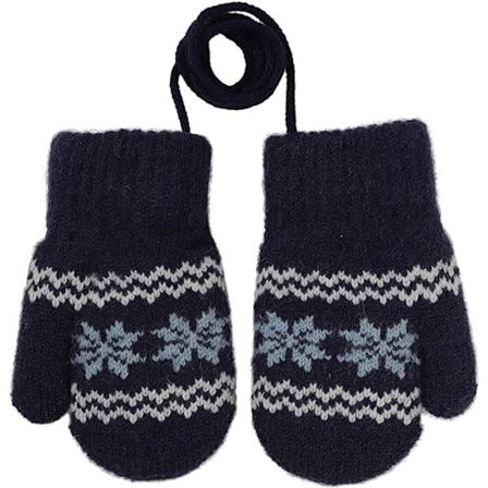 Baby Toddlers Varme Luffer Magiske Stretch Luffer Handsker på Snøre Drenge Piger Strikkede Handsker Fortykke Fleece Foring Nyfødte Luffer Fuld Finger 