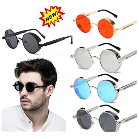 Retro Round Polarisoivat Aurinkolasit Miehille ja Naisille Vintage Gootti Steampunk Lasit