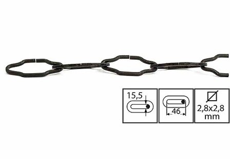 HABO KJETTING 320-2 SVART 2M SB