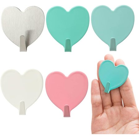 5 stk selvklebende kroker, selvklebende veggkrok i rustfritt stål, selvklebende kroker for kjøkken bad, selvklebende håndklekrok uten boring rustfritt