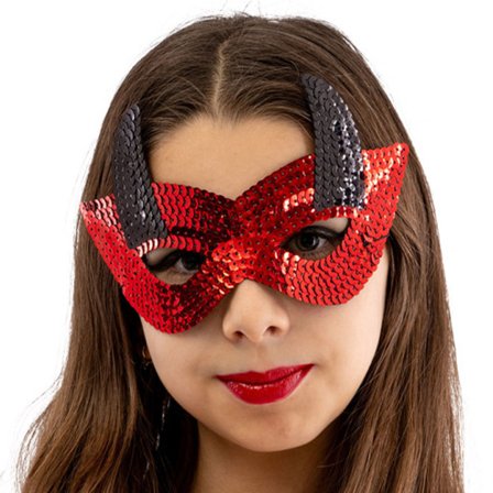 Djevel Øyemaske med Paljetter