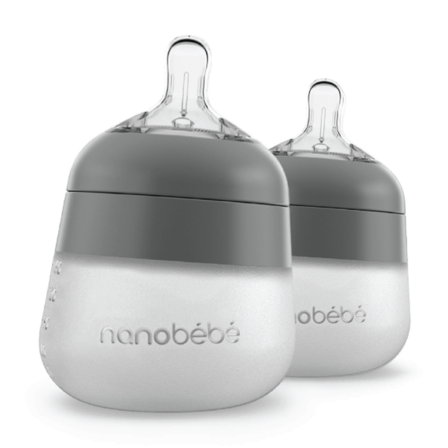 Nanobébé Flexy Silicone Bottles, Grå, 2 x 150 ml
