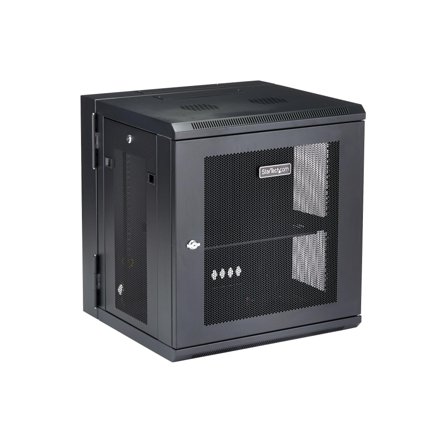 StarTech 12U 19" Wall Mount Network Cabinet, 16" Deep Hinged Locking IT Network Switch Depth Enclosure, Vented Computer Equipment Data Rack with Shelf