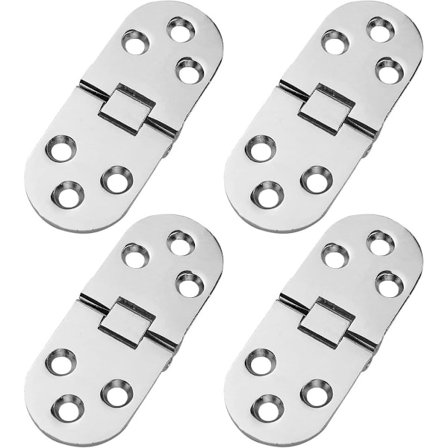 4-pak sølv butlerbakke hængsel, 180 grader, kraftigt foldehængsel til foldeborde, 7,6 x 2,5 cm, med 24 skruer