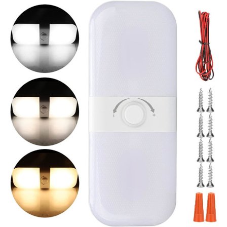 IC 12V LED Caravan interiørbelysning, dimbar bobil tak LED-lamper med On/Off Dome Light 3 farger med rattbryter for RV Camper