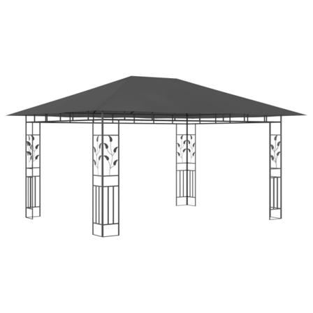 vidaXL Paviljong med myggnät 4x3x2,73 m antracit 180 g/m² Antracit