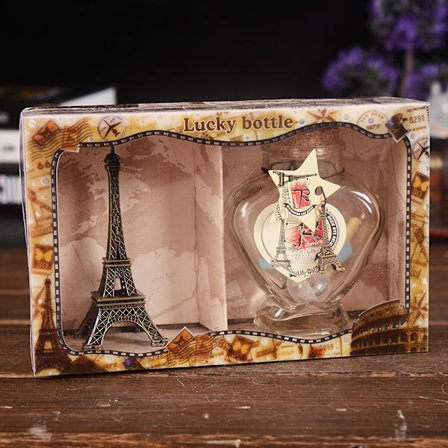 Järntorn Hjärtsformad Flaska Mousserande Önskeflaska Set Presentförpackning med Notis Drivande Flaska Par Önskeflaska Present