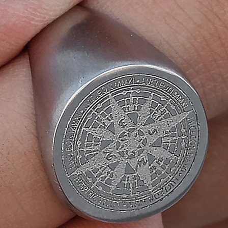 Silver-tone Surgical Steel Compass Signet Ring for Men - Signet rings