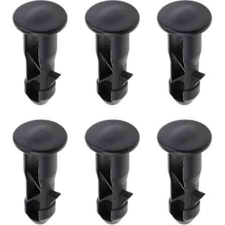 Pari Saranatapin pultteja Jäteastian kansien saranoille, sopii 240/120/100/60 litran ulkojäteastioihin, 65 mm x 18 mm, musta muovi