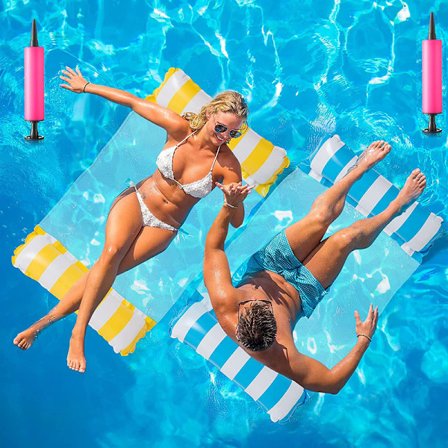 2 set hängmatta uppblåsbara poolflottar, premium poolstolar, multifunktionell poolhängmatta, övervattenhängmatta lounge