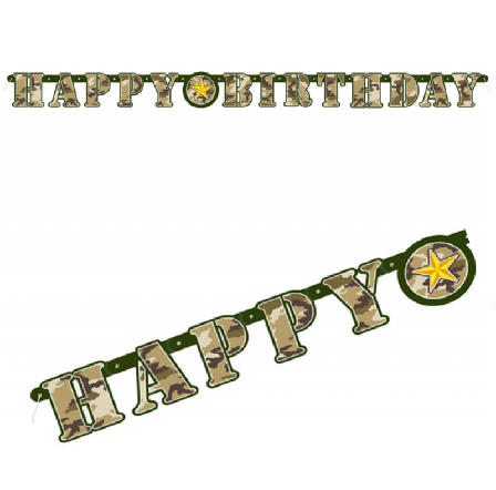 Banner camouflage Happy Birthday 160 cm