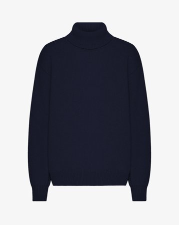 Merino Wool Turtleneck - Navy Blue L