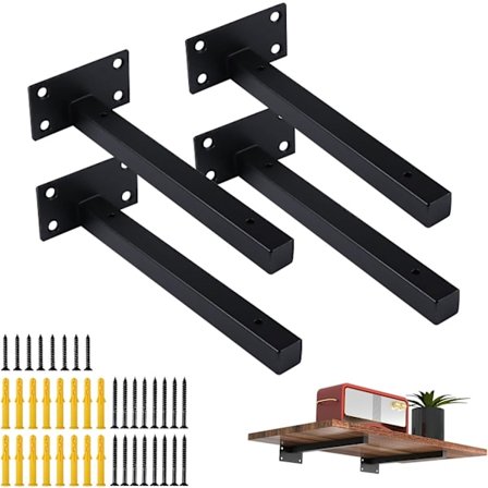 4 stk. hyldebeslag Hyldebeslag til vægmontering, væghyldebeslag, kraftig hjørnebeslag, industrielt flydende beslag, retro metalbeslag T