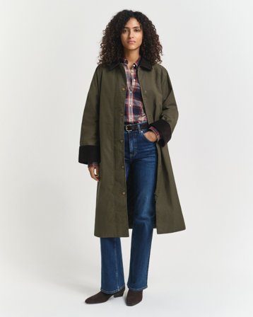 GANT Damen Waxed Cotton Kurzmantel (L) Grün