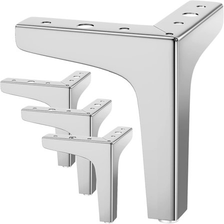 Set med 4 möbelben Last upp till 800 kg, 10 cm moderna metalltriangelformade bordsben, hårnålsformade möbelben för skåp, soffa, med 16 skruvar och