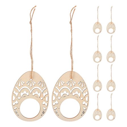 10-pak påskeæg servietringe træ serviet spændeholder restaurant servietringe (9.00X7.00X0.25CM, lysegul)