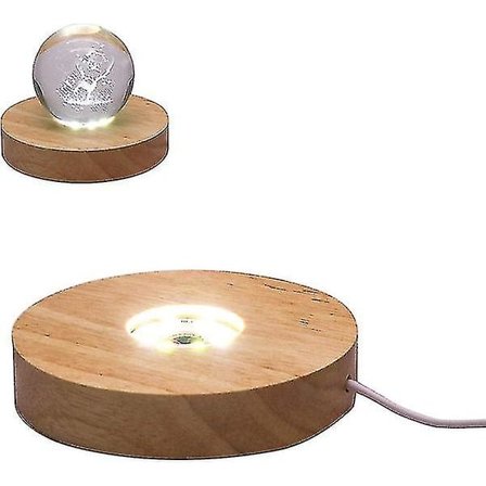 LED Rund Lasergraverad Kristallvisningsbas Belysning Monokromatisk Dämpning USB 8*2cm