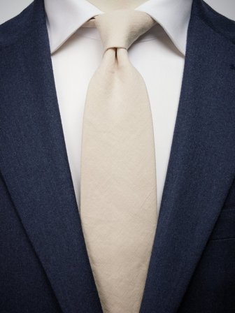 John Henric Men's Light Beige Tie Linen Size 7,5