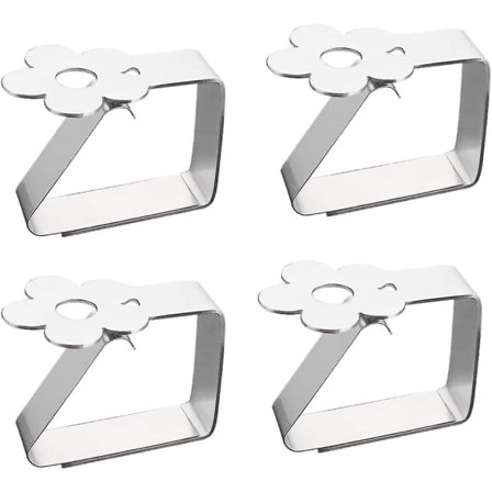 4 st blommönster i rostfritt stål bordsduksklipp bordsdukshållare för bordsduk hem trädgård utomhus