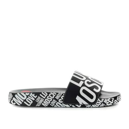 Love Moschino SLIDErs With Logo Sort, Dame, Størrelse: 35 EU