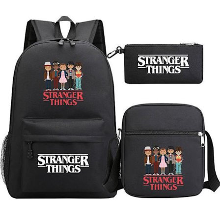 Stranger Things Ryggsäck 3-Dels Set Student Skolväska Canvasväska 22 3-Dels Set
