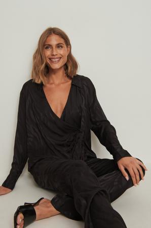 NA-KD Trend Chemise zébrée asymétrique - Vêtements du Nouvel an - Noir - EU 34