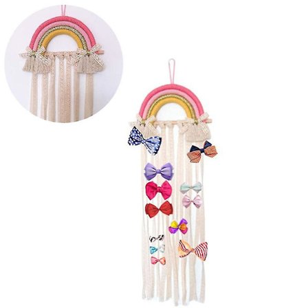 Hårklips Opbevaring Piger Diy Hår Elastik Opbevaring Boho Væg Hængende Regnbue, Hjem Indretning