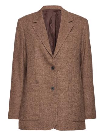 Madeleine Herringb Wool Blazer Blazers Over D Blazers Ruskea Wood Wood