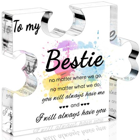 Bestie Gaver til Kvinder, Fødselsdagsgaver til Veninder - Akryl Puslespilsbrik Plade 8,5x7x1 cm, Gave til Venner, Arbejds Besties Gave