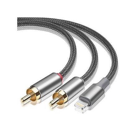 Lightning til RCA-kabel Audio Aux-adapter, Stereo Y-splitter-adapter for utvalgte iPhone-, iPad- og iPod-modeller for strømforsterker, bil, 