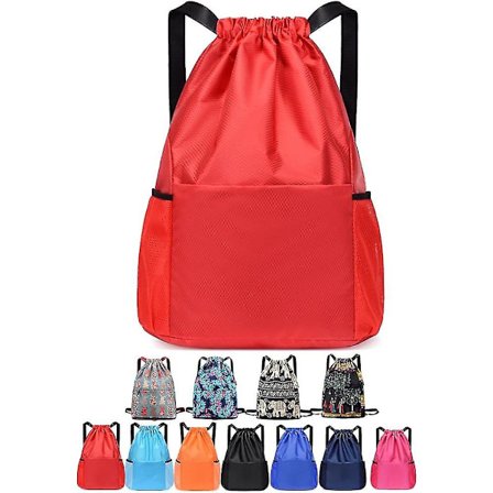 Lilyasion Kiristysnyörillinen Reppu, Kiristysnyörillinen Taitettava Suurikokoinen Kuiva-märkä Erottelu Matkaurheilureppu (d)