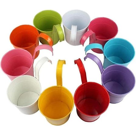 Fer Mtal Pot Vase Hanging Balcon Jardin Planteur Porte Avec Crochet Amovible Pour Balcon Jardin Terrasse 10pcs Colors