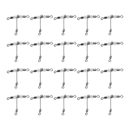 20 stk T-formet lysende fiskesvivel 3-veis kobling krysslinje rullende svivel med perler 4x5 #