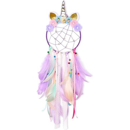 Barn Unicorn Dream Catcher Jätte Handgjord Dream Catcher Fjäder Flickor Rum Present Heminredning för Pojkar Flickor Barnkammare Hängande, Lila