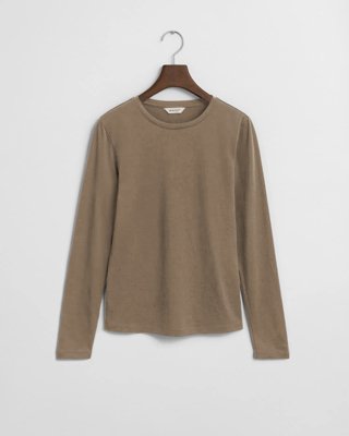 GANT - Lett bomull t-skjorte med lange ermer til dame taupe beige