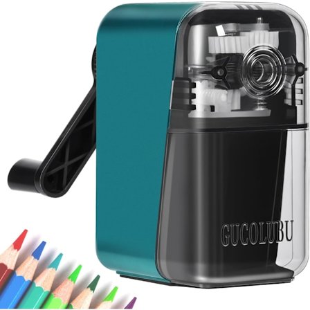 Manuel blyantspidser med håndsving til børn med stærkere spiralfræser og automatisk stopfunktion, kulblyantspidser