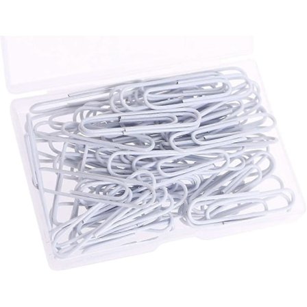 Kontor 60 st Färgade Plastbelagda Gem Metall Bokmärke Memo Anteckning Gem, 2-tum, (Vit)