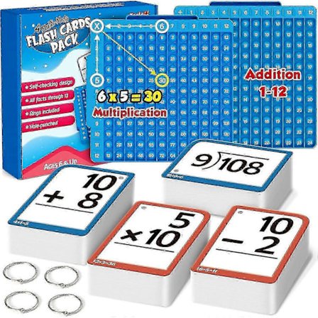 Matematik Flash Cards + Matematik Board, Multiplikation Flash Card Tabel, Matematik Manipulativer Division, Addition, Subtraktion Matematik Spil 