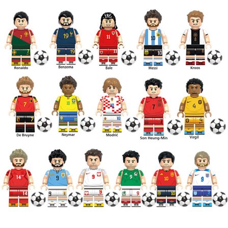 16 stk/sett Verdenscupen Fotball Fotballspiller Figur Byggeklosser Sett 4,5cm for Barn Fans Gaver_MGF