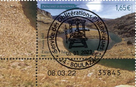 Fransk Andorra - Estany de Isla - Stemplet frimærke