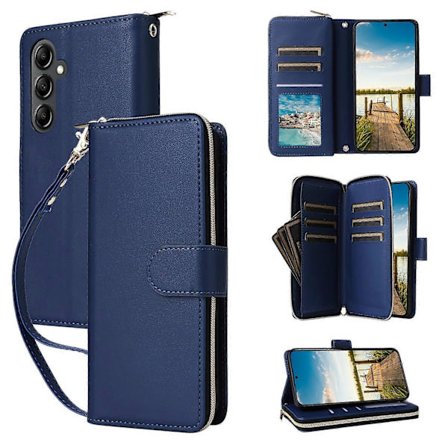 Til Samsung Galaxy A26 5G Etui Lynlåslomme PU Læder Cover med 9 Kortlommer