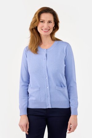 BRANDTEX - Langærmet Cardigan - Blå - Med Lommer