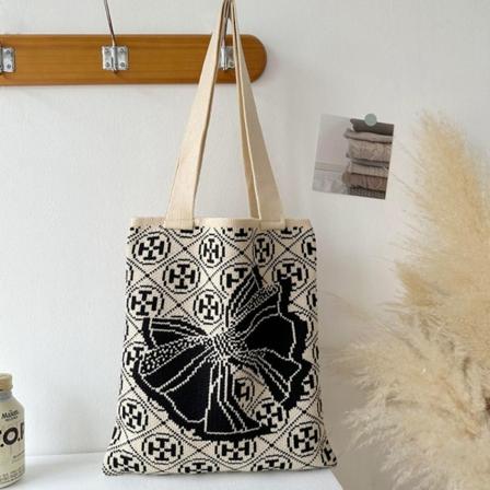 Håndvævet Taske Knot Håndledstaske SORT black
