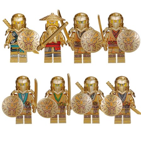 8-delt Golden Phantom Ninja Figur Serie Mini Byggeklods Dukke Sæt, Børnegave.
